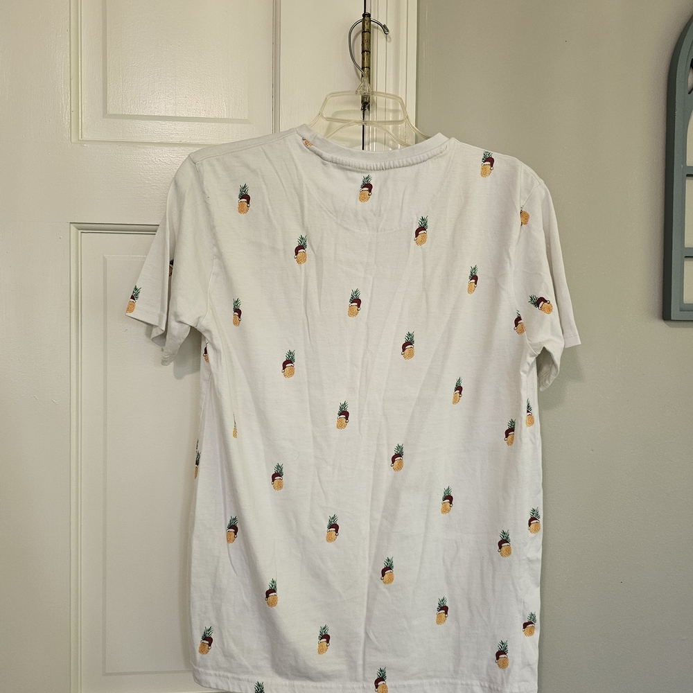 Christmas Denim & Flower White Tee with Orange Trim - Picture 3 of 4